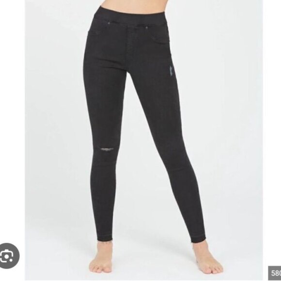 Spanx Denim High Waist Ankle Skinny Jeans Size M Black - Picture 1 of 11